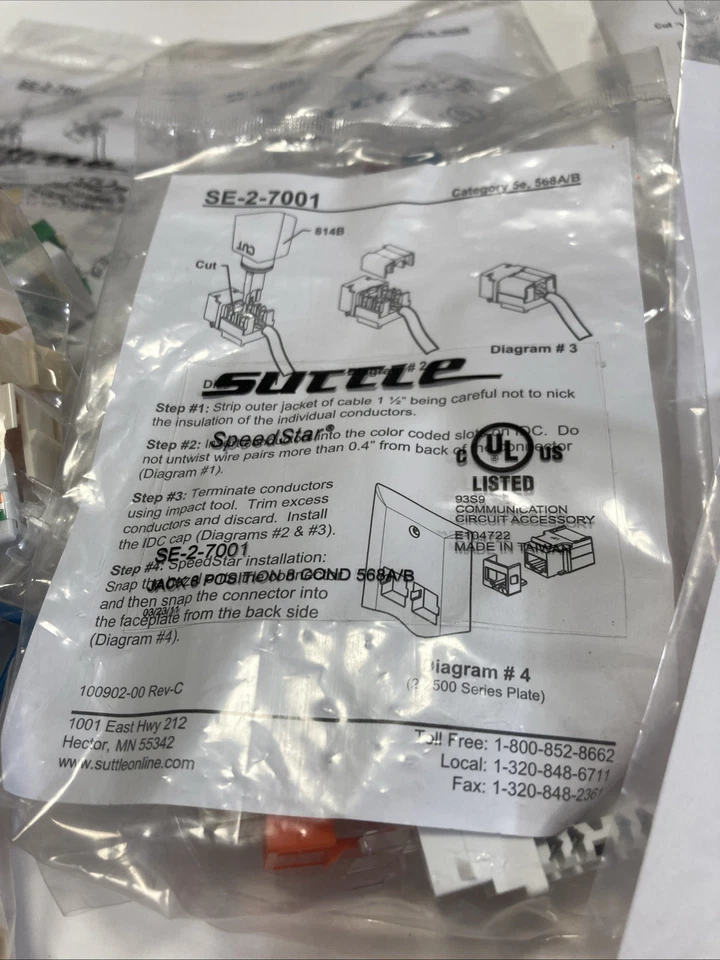 Lot of 8 Suttle SpeedStar SE-2-7001 CAT 5e Data Jacks 568A/B - Image 3 of 4