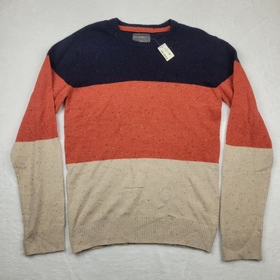 Aeropostale Men s Medium Color Block Wool Blend Nep Knit Sweater Blue Orange