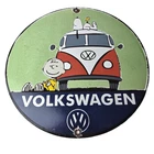 Vintage Volkswagen Sign - Porcelain VW Bus Service Snoopy Gas Sign