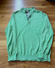 s.Oliver Men's Green 1/4 Zip Mock Neck Knit Cotton Pullover Sweater