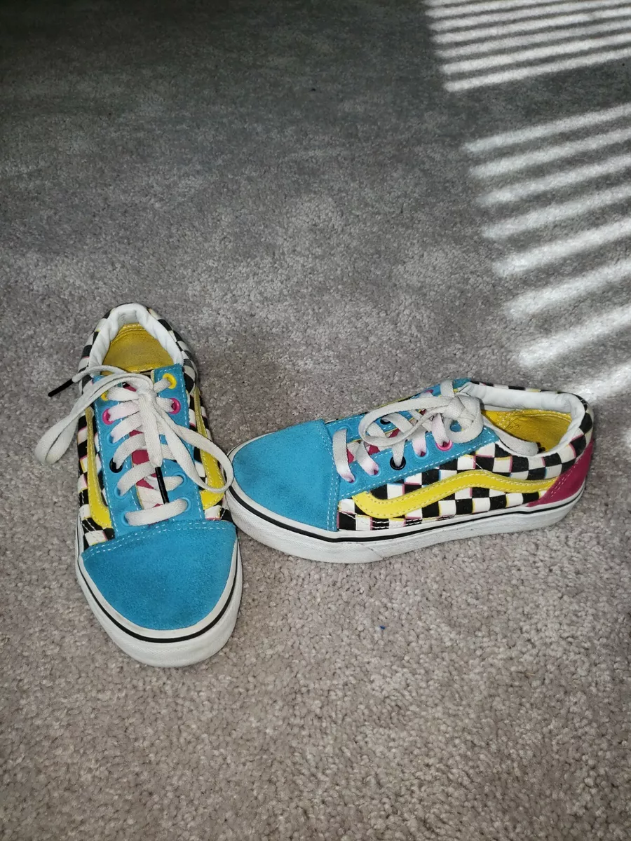Pink yellow blue vans top