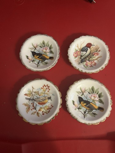Lot Of 4 3” Brinton Porcelain China Miniature Bird Plates
