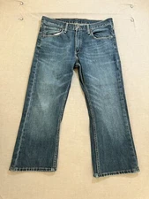 Levis 527 Bootcut Jeans Mens 34x25 Blue Denim Pocketed Belted Zip Adult.