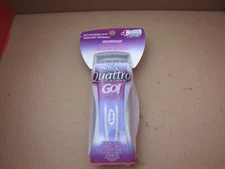 SCHICK QUATTRO WOMEN ON THE GO RAZOR 2 CARTRIDGES SHOWER HANGER TRAVEL CASE