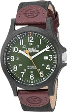 Timex Men's Expedition Watch TWF3C8430 20mm genuine leather & fabric strap "NEW"