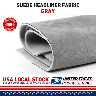 98''x60'' Gray Suede Headliner Fabric Foam Backed Replace Material Roof Liner