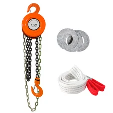 ToAuto1 Ton Chain Hoist Manual Puller Block Fall Chain 15FT with Hook Brake pads