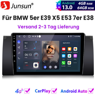 Carplay Autoradio 4+64GB 8-Core Für BMW 5er E39 X5 E53 7er E38 GPS NAVI BT DAB+