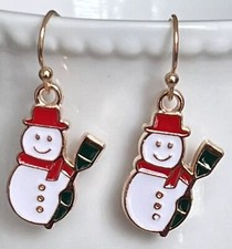 Snowman Dangle Earrings. Holidays. Christmas. Frosty. Festive. Winter