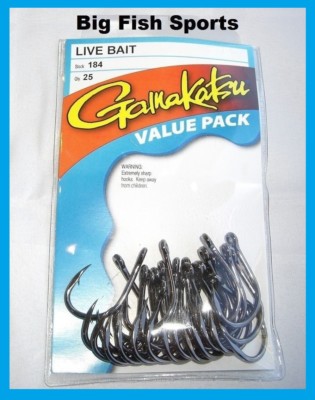 GAMAKATSU #184 LIVE BAIT NSB VALUE PACK 25 HOOKS! 18417-25 NEW! SIZE 7/0