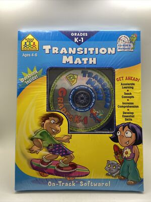 Transition Math Textbooks School Zone Grades K-1 Transition Math Workbook & CD-Rom Ages 4-6 ...