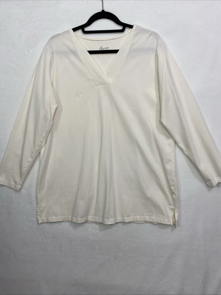 Denim & Co. Essentials Mujer Marfil Perfecto Jersey Cruzado Cuello en V Túnica GRANDE Foto 2 de 4