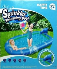 DOLPHIN Inflatable Sprinkler Kids Summer Swimming Pool 4 ft Long by Happy Time