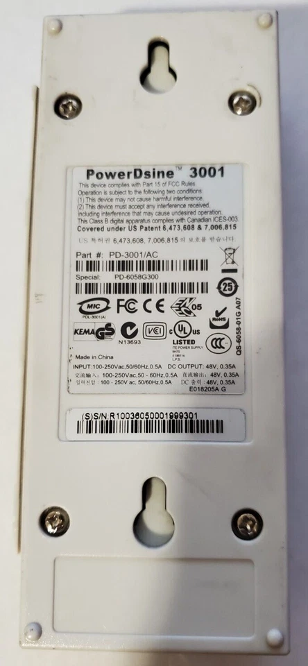 Genuine PowerDsine 3001 PoE Injector W/Power Cord Incl P/N PD-3001/AC 16.8 Watts - Image 2 of 4