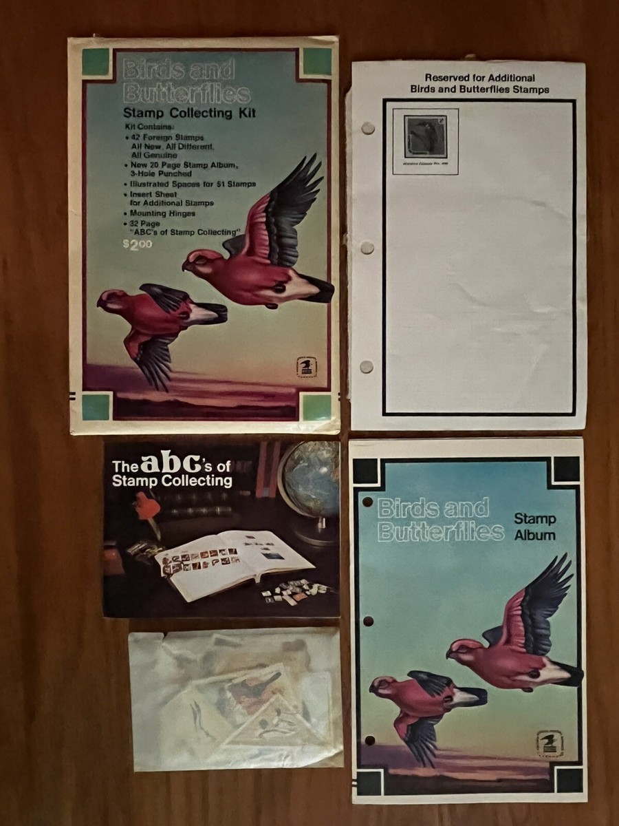 1974 Birds and Butterflies Stamp Collecting Kit B-2 - 42 Stamps