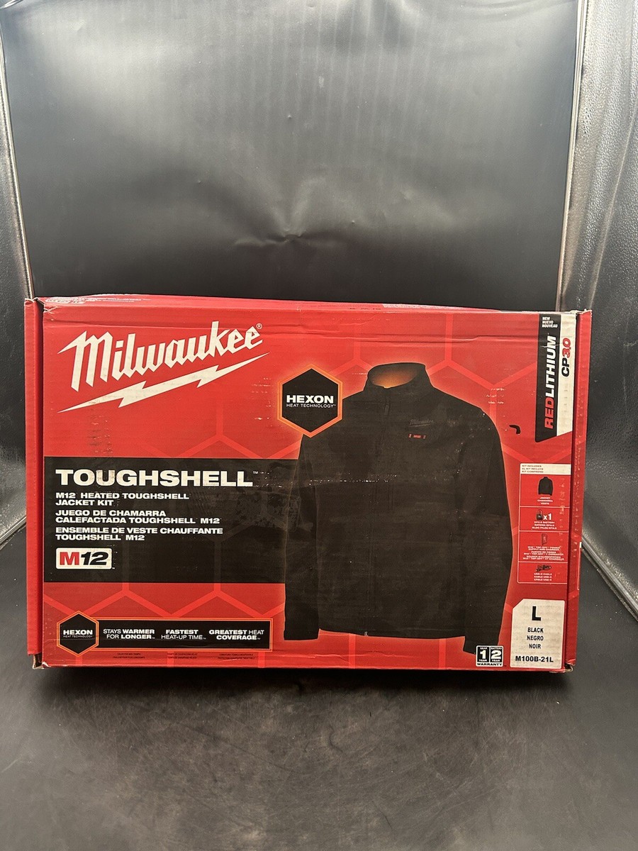 Milwaukee M100B-21L Men's Large M12 12V Tough Shell Black Heated