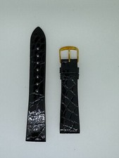 Hadley Roma 20MM shiny black Crocodile watch band strap