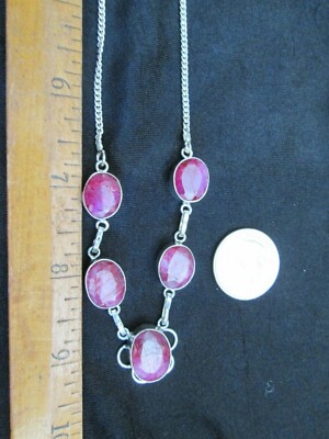 Multi Rubin facettiert besetzt Edelsteine in Sterlingsilber mit Kette OOAK Neu ohne Etikett