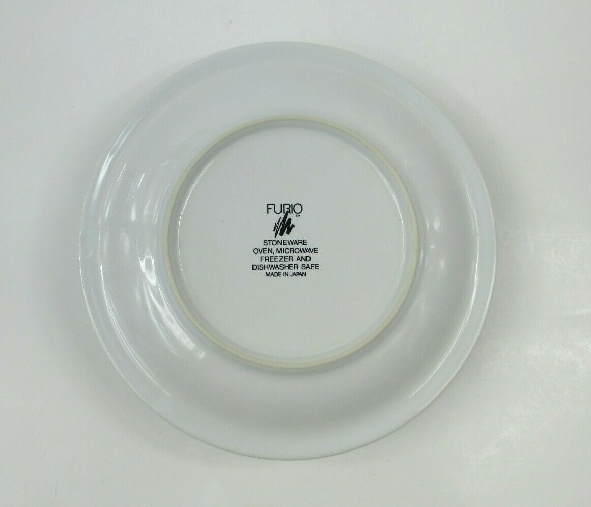Set of 4 FURIO STONEWARE FLOWER RIMMED SALAD PLATES 7 3/4"JAPAN
