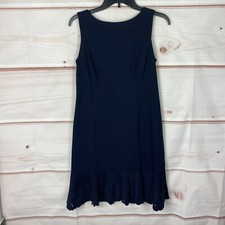RSVP By Talbots Dress Women 2P Blue Ponte Knit Sheath Boat Neck Sleeveless Solid