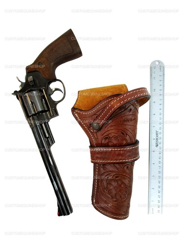 HOLSTER GUN COVER PISTOL HOLDER SINGLE ACTION FLORAL TOOLED LEATHER OPEN BOTTOM - Picture 11 of 22