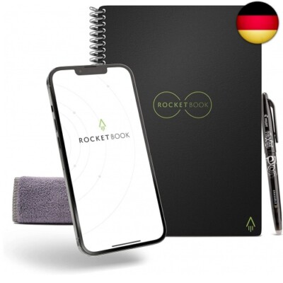 Rocketbook Core Wiederverwendbares Spiralbuch - Letter A4, Schwarz,