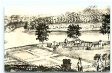 S04-1697, FORT HARMAR IN 1785, VINTAGE REAL PHOTO POSTCARD