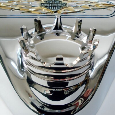 Fork Lock Key Cover 4 ALL Harley Davidson Road King FLHR Chrome 3D Crown Swivel