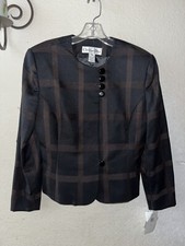NWT CHRISTIAN DIOR Wool Black Brown Asymmetrical Buttons Blazer Jacket FLAW 10