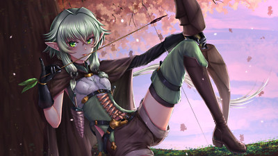 Anime girls goblin slayer archer high elf playmat gaming mat