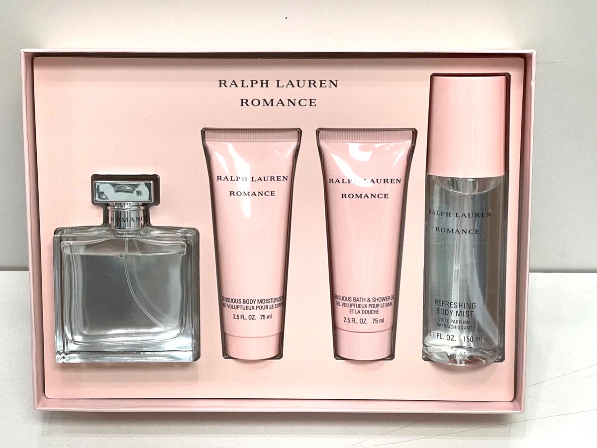 Romance By Ralph Lauren Women Perfume EDP Spray 3.4 oz 4 Pcs Gift Set Body  Mist