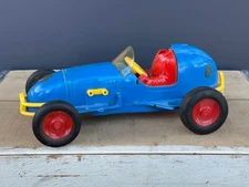 Vintage 1940's NOSCO PLASTICS Wind-Up Blue #8 Midget Race Car GOOD PARTS!