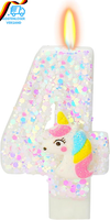 Einhorn Geburtstagskerzen Zahlen 4, Einhorn Kerze 4 Geburtstag MäDchen, Unicorn