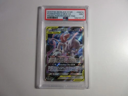 PSA 9 Mewtwo & Mew GX Promo Partnership Tins SM191 Pokemon Card