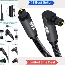 Toslink Optical Audio Cable 90 Degree 360 Rotating 3.3ft Fiber Optic Male to