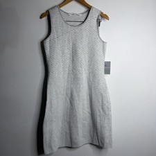Athleta Sweater Dress Sz M Gray Striped Sleeveless Mini Knit Chills Valleys New