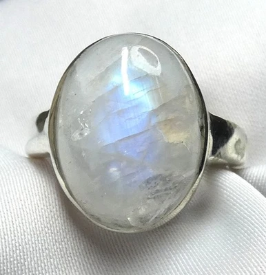 🌙 Gr.55 (17,5) Mondstein Ring 925 Silber Blauschimmer • Handarbeit • Unikat🌙 - Bild 1 von 4