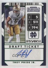 2020 Contenders Draft Picks College Ticket Green Foil Troy Pride Jr Auto jg3