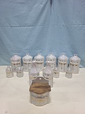 Antique German White Block Lusterware Opalescent Canisters 15 piece set W/Lids