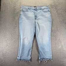 Lee Jeans Womens 18 Blue Cotton Denim Capri Relaxed Fit High Rise Faded Stretch