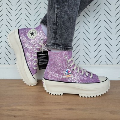  Converse Run Star Hike Platform 7.5 Women Shoes Purple Glitter Sneaker A10096C 