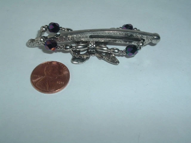 LILLA ROSE FLEXI PINZA PARA EL PELO MARIPOSA TONO PÚRPURA Y PLATA PASADOR DE CUENTAS TALLA XS Foto 2 de 2