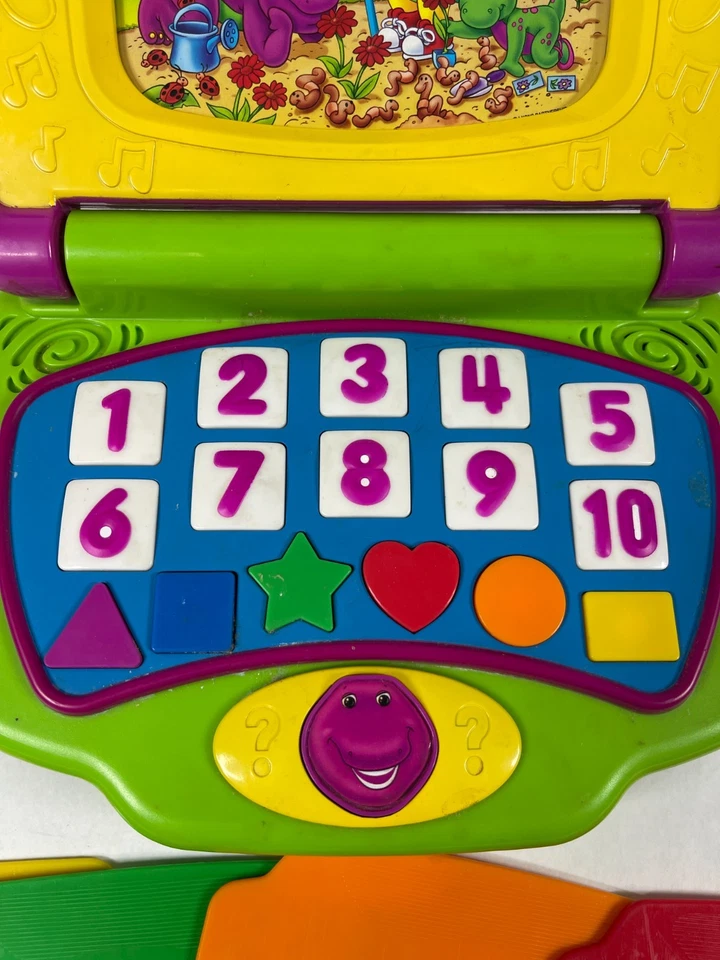 Vintage Barney The Purple Dinosaur Interactive Laptop Mattel W/5 Cartridges Rare - Image 4 of 4
