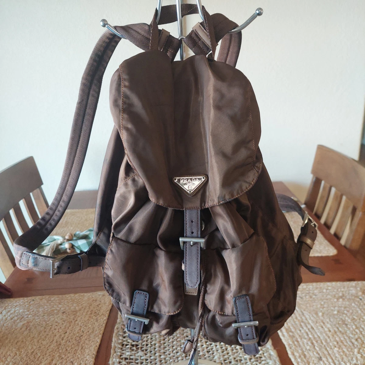 Prada black/brown Backpack with Leather Trim Designer Backpacks for Women | PRADA - United States main image 2