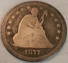 1877 Seated Liberty Quarter San Francisco Silver 25C American US Coin