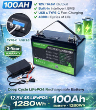 BATTERIA LiFePo4 Litio 12V 100Ah 1,28Kwh Con BMS FOTOVOLTAICO BARCA COMPATTA