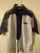 VTG Vintage 1990s Nike White Blue Logo Spell Out Full Zip Track Jacket Sz Medium