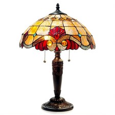 SHELLY Tiffany-style 2 Light Victorian Table Lamp 14.5" Shade