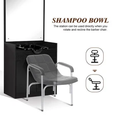 Backwash Shampoo Bowl Sink Chair Station with Mirror Salon Styling Cabinet