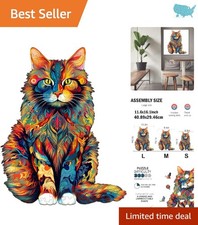 Elegant Cat-Shaped Wooden Puzzle for Adults - 80 Durable Pieces, 8.3x6.6in